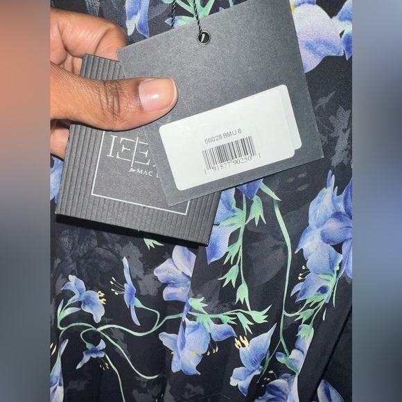 NWT Ieena for Mac Duggal Floral Cape Sleeve Chiffon Trapeze Dress size 6 - Picture 8 of 11